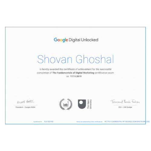 shovan ghoshal - Google Certificate