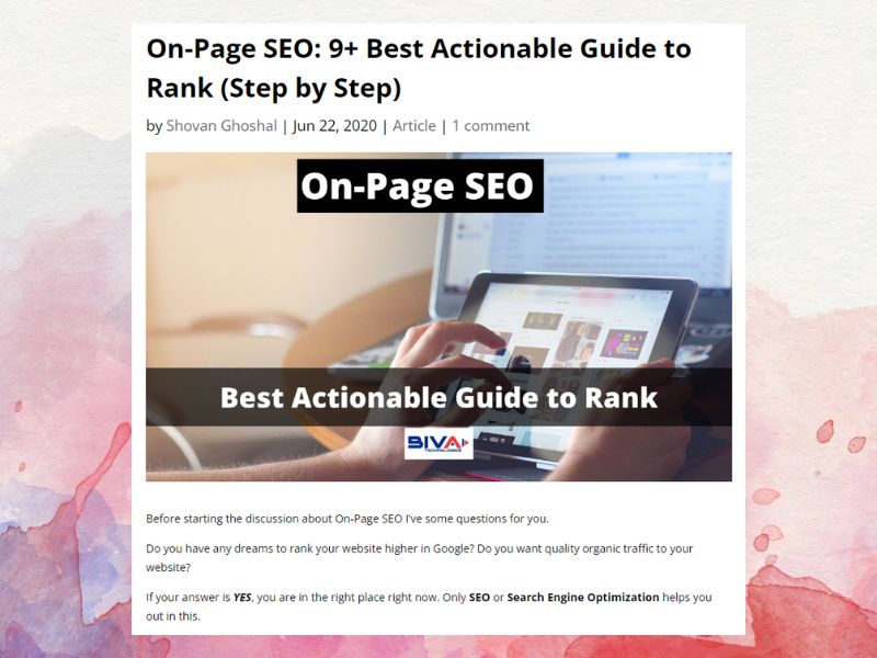On page SEO actionable guide - biva technologies