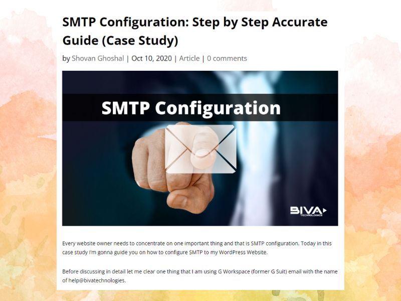 SMTP Configuration case study - biva technologies